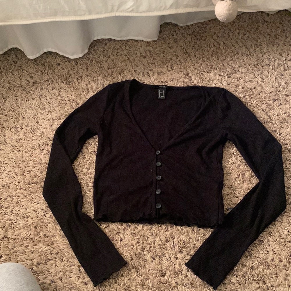 Forever 21 flattery deep v button down long sleeve